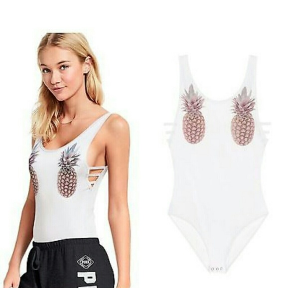PINK Victoria's Secret Tops - Victoria's Secret PINK pineapple bodysuit